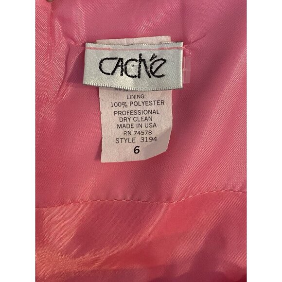 Vintage Cache Pink Y2K Satin Long Bias Cut Prom Slip Dress Gown Rhinestone Sz 6 - Picture 10 of 12